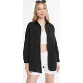 Mad&Calf Kadın Basic Uzun Oversize Kalıp Gömlek Siyah XL