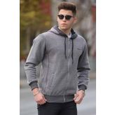 Madmext 2256 Antrasit Fermuarlı Kapşonlu Erkek Sweatshirt
