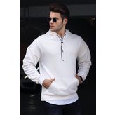 Madmext 4764 Beyaz Kapüşonlu Erkek Sweatshirt