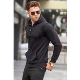 Madmext 5289 Erkek Siyah Kapüşonlu Sweatshirt