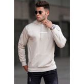 Madmext 5304 Bej Baskılı Erkek Sweatshirt
