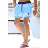 Madmext 5788 Mavi Desenli Cepli Deniz Şortu