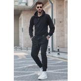 Madmext 5908 Siyah Kapüşonlu Basic Eşofman Takımı