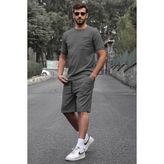 Madmext 5914 Füme Basic Cep Detaylı Erkek Şort Takımı