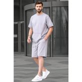 Madmext 5921 Boyalı Gri Basic Erkek Şort Takım