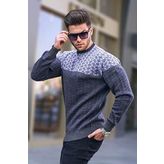 Madmext 5977 Antrasit Desenli Erkek Örme Kazak