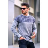 Madmext 5977 Gri Desenli Örme Erkek Kazak