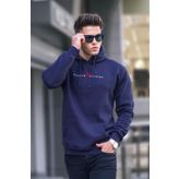 Madmext 6002 Lacivert Erkek Basic Kapüşonlu Sweatshirt