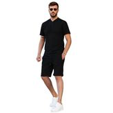 Madmext 6364 Siyah Regular Fit Erkek Şort Takımı
