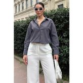 Madmext Antrasit Basic Kadın Gömlek Mg2355