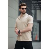 Madmext Bej Basic Kısa Kollu Erkek Gömlek E6760
