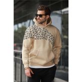 Madmext Bej Baskılı Kapüşonlu Erkek Sweatshirt E7160