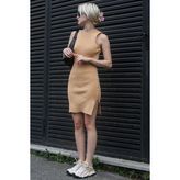Madmext Bej Sıfır Kol Mini Basic Elbise MG1727