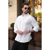 Madmext Beyaz Basic %100 Pamuklu Uzun Kollu Erkek Gömlek E6761