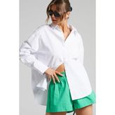 Madmext Beyaz Oversize Basic Kadın Gömlek MG1794