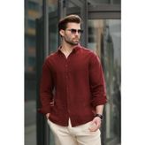 Madmext Bordo Basic %100 Pamuklu Uzun Kollu Erkek Gömlek E6761