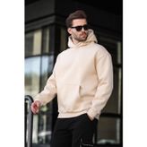 Madmext E7169 Bej Kapüşonlu Erkek Sweatshirt