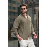 Madmext Haki Basic %100 Pamuklu Uzun Kollu Erkek Gömlek E6761