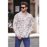 Madmext Haki Desenli Uzun Kollu Oversize Erkek Gömlek 6731