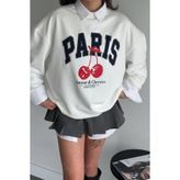 Madmext Kadın Basic Sweatshirt, Bisiklet Yaka, Beyaz, L