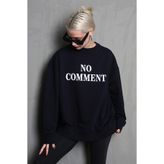 Madmext Kadın No Comment Baskılı Oversize Sweatshirt, Siyah, S Beden