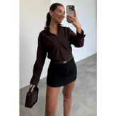 Madmext Kahverengi Basic Kadın Gömlek Mg2355