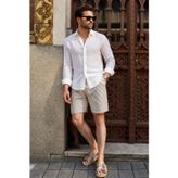 Madmext Kahverengi Çizgili Regular Fit Erkek Şort E6563
