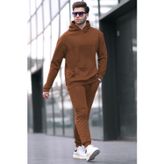 Madmext Kahverengi Kapüşonlu Basic Eşofman Takımı 5928