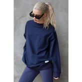 Madmext Lacivert Basic Oversize Kadın Sweatshirt Mg1686