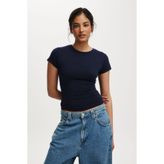 Madmext Lacivert Bisiklet Yaka Basic Kadın T-shirt Mg2479