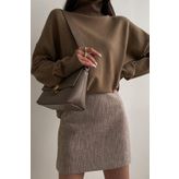 Madmext MG1252 Kadın Mad Girls Kahverengi Balıkçı Yaka Kazak