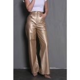 Madmext MG1316 Gold Deri Basic Kadın Pantolon