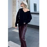 Madmext MG1440 Siyah Oversize V Yaka Triko Kazak