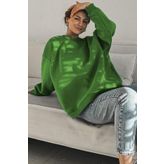 Madmext MG1559 Mint Yeşili Bisiklet Yaka Basic Kadın Sweatshirt
