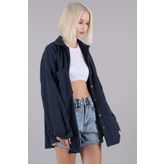 Madmext MG1562 Lacivert Oversize Gömlek Ceket