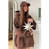 Madmext MG1566 Kahverengi Erkek Kapüşonlu Şardonlu Oversize Sweatshirt