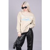 Madmext MG1571 Bej Kadın Sweatshirt