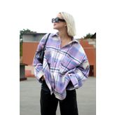 Madmext MG1589 Lila Oversize Kadın Oduncu Gömlek