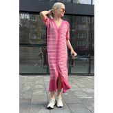 Madmext MG1648 Pembe Düğmeli Triko Kadın Elbise