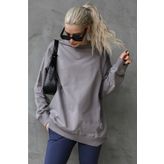 Madmext MG168610 Basic Oversize Boyalı Gri Kadın Sweatshirt
