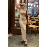 Madmext MG1852 Bej Uzun Asklı Basic Elbise