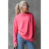 Madmext Pembe Basic Oversize Kadın Sweatshirt Mg1686