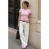 Madmext Pembe Basic Slim Fit Kadın Tişört MG2818