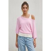 Madmext Pembe Geniş Yaka Çift Katlı Triko Kazak MG2780 - XL