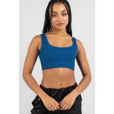 Madmext Saks Askılı Basic Crop Top Bluz MG1757