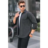 Madmext Siyah Basic Regular Fit Erkek Gömlek 6716