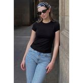 Madmext Siyah Basic Slim Fit Kadın Tişört MG2818 - XL