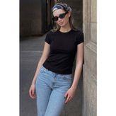 Madmext Siyah Basic Slim Fit Kadın Tişört MG2818