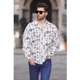 Madmext Siyah Desenli Uzun Kollu Oversize Erkek Gömlek 6731