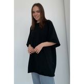 Madmext Siyah Oversize Basic Kadın Tişört